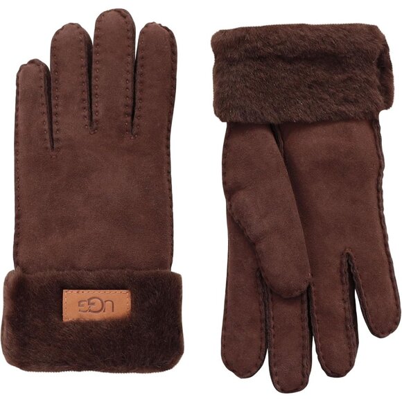 womens Burnt Cedar Turn Cuff Water Resistant Sheepskin Warmth And Comfort Gloves - Picture 3 of 5